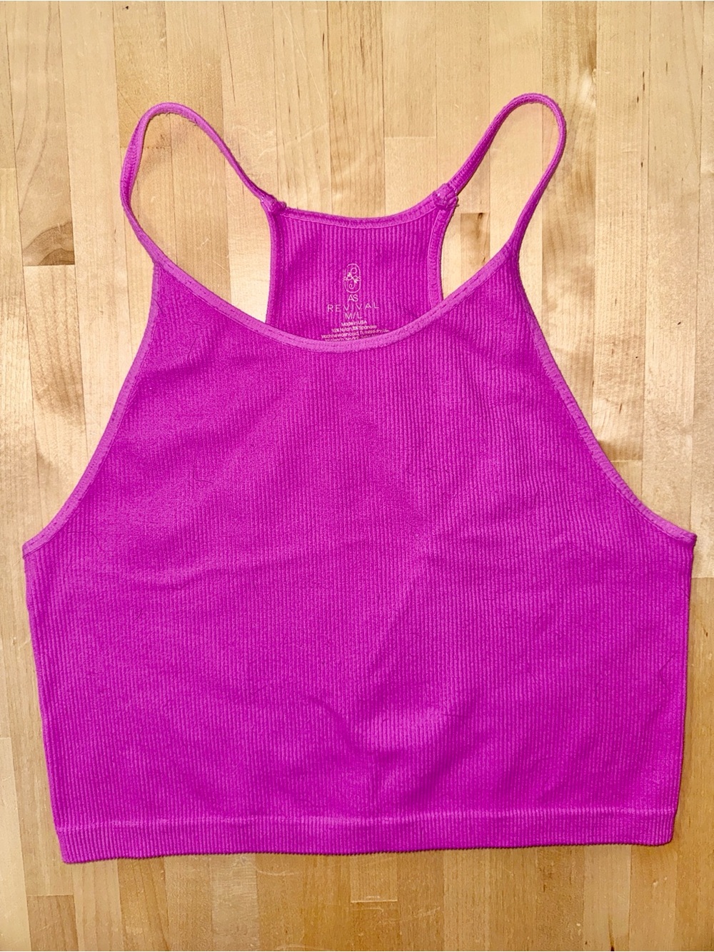As Revival Ribbed High-Neck Crop Tank - Bright Pink- M/L